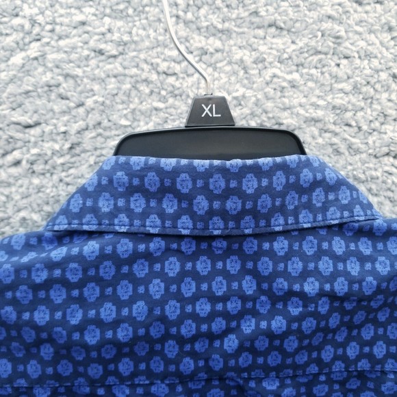 Denim & Flower L Geometric Blue Short Sleeve Button-Down Shirt 43" 28.5" 8.5" - Picture 11 of 12